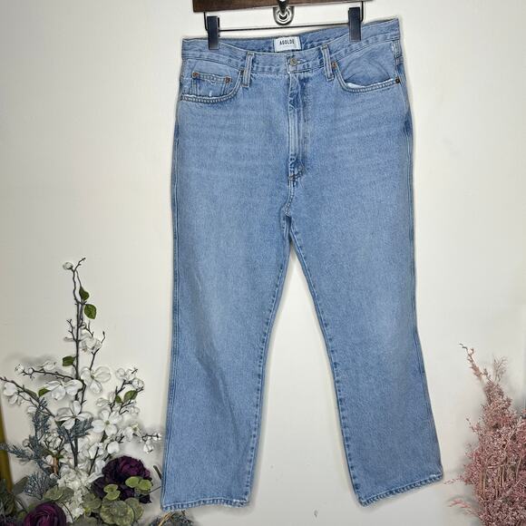 AGOLDE Pinch Waist High Rise Kick Flare Jeans Riptide Sz 32 $180 {3G12} - Picture 2 of 5